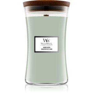Woodwick Warm Wool candela profumata con stoppino in legno 610 g