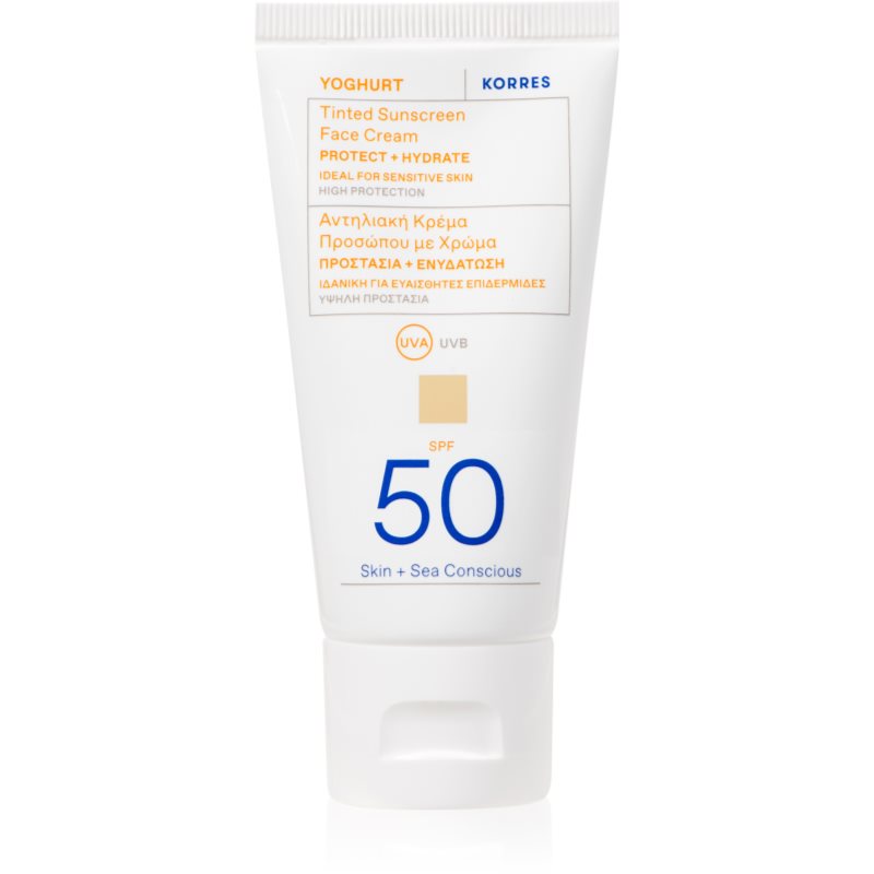 Korres Yoghurt Tinted Sunscreen crema idratante tonificante SPF 50 50 ml Korres Yoghurt Tinted Sunscreen crema idratante tonificante SPF 50 50 ml