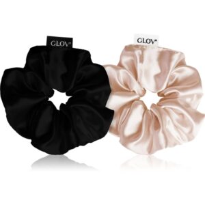 GLOV Satin Scrunchies S elastici per capelli Sparkling Wine/Black 2 pz