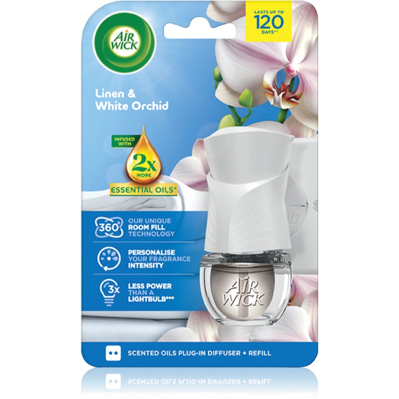 Air Wick Linen & White Orchid diffusore elettrico per ambienti con ricarica 19 ml Air Wick Linen & White Orchid diffusore elettrico per ambienti con ricarica 19 ml