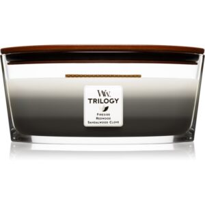 Woodwick Trilogy Warm Woods candela profumata con stoppino in legno (hearthwick) 453.6 g
