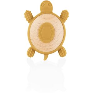 Zopa Silicone Wooden Teether Turtle dentaruolo 0 m+ Mustard Yellow 1 pz