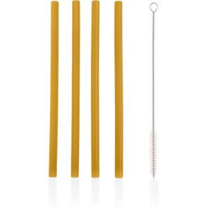Zopa Silicone Straw cannuccia in silicone + spazzola 6 m+ Mustard Yellow 4 pz