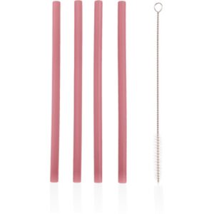 Zopa Silicone Straw cannuccia in silicone + spazzola 6 m+ Old Pink 4 pz